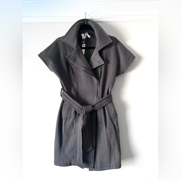 Jackets & Blazers - Cozy Deep Gray Short Sleeve Belted Coat